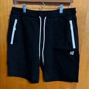Jed North Black and White Athletic Shorts with Elastic Waistband